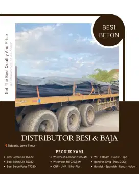Besi beton SNI polos dan ulir ukuran bervariasi