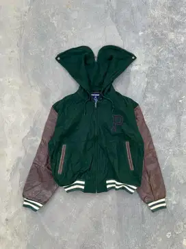 Vtg 90s Polo Sport Ralph Lauren Leather wooll varsity jacket