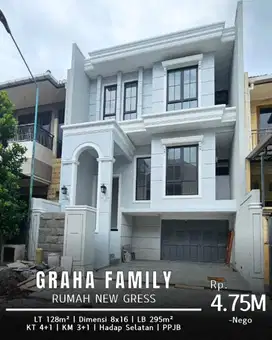 DIJUAL RUMAH NEW GRESS MINIMALIS GRAHA FAMILY SURABAYA BARAT!