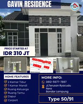 RUMAH MURAH DEKAT ITERA DAN POLDA