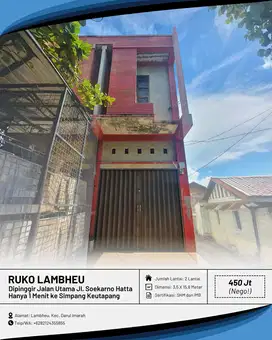 Dijual Ruko/Toko Dipinggir Jalan Utama Jl. Soekarno Hatta
