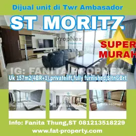 Dijual Apt ST MORITZ Twr Ambasador 157m2(4BR+1),Privatelift,fully