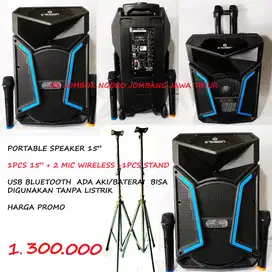 speaker portable 15  lengkap  stand
