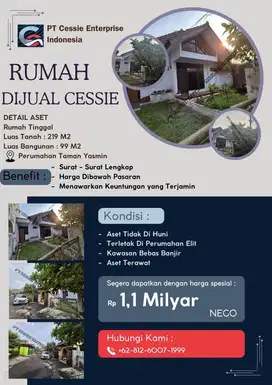 DIJUAL MURAH RUMAH TAMAN YASMIN - VIA CESSIE