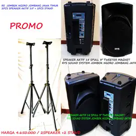 speaker  aktif 15 2pcs  lengkap 2pcs stand