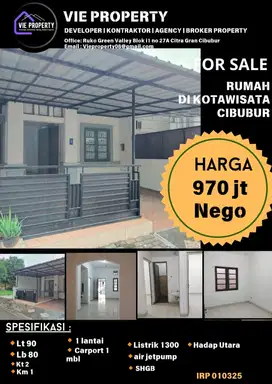 Di Jual Cepat Rumah Siap Huni Harga Termurah  . Kota Wisata Cibubur
