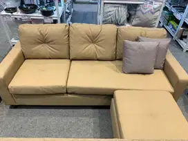 Sofa Modular Sudut Fabric - Cokelat