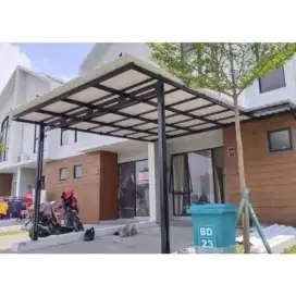 Kanopi atap alderon rangka besi hollow