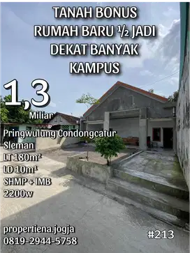 TANAH BONUS RUMAH BARU ½ JADI DEKAT BANYAK KAMPUS