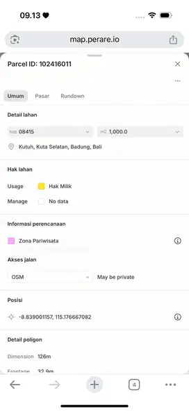 Tanah dijual 10 are kutuh