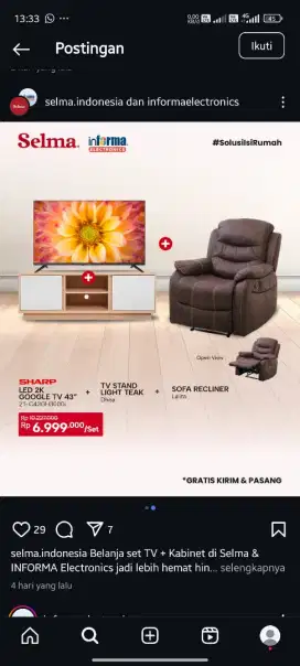 TV + Meja + Sofa