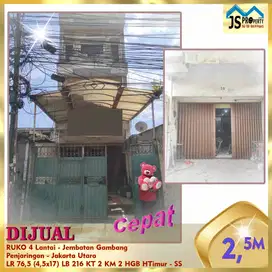 DIJUAL CEPAT RUKO 4 Lantai - Jembatan Gambang  Penjaringan JAkUt - SS