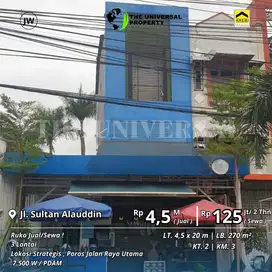 Dijual/Disewakan Ruko 3Lt Poros Alauddin Cocok Usaha/Resto