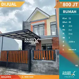 Rumah Baru 2 Lantai di Jl Ikan-ikan Blimbing Malang