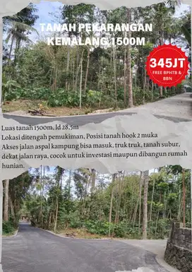 TANAH PEKARANGAN PANGGANG, KEMALANG LUAS 1500M
