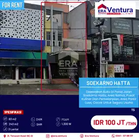 Ruko Di Poros Jalan Soekarno Hatta, Area Ramai, Pusat Kuliner