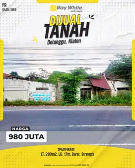 Dijual Tanah Akses Jalan Provinsi di Delanggu Klaten