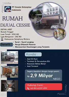DIJUAL MURAH RUMAH KEBAYORAN SYMPHONY - VIA CESSIE