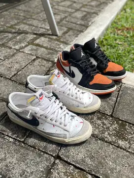 nike air jordan low 1 sbb + nike blazer splatter low second