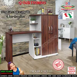 Meja Belajar/ Meja Kerja + Lemari 2P & 1P Banyak RaK  Papan TEBAL