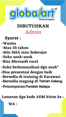 Dibutuhkan Admin
