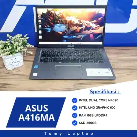 LAPTOP PELAJAR ASUS A416MA INTEL N4020 RAM 8GB SSD 256GB LAYAR FHD IPS