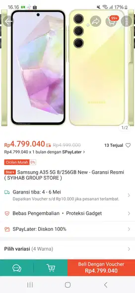 Samsung a 35 5g mulus yellow blm 1 bln