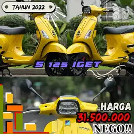 Piaggio Vespa S 125 IGET LED Th 2022 Warna Kuning Perfect Condition