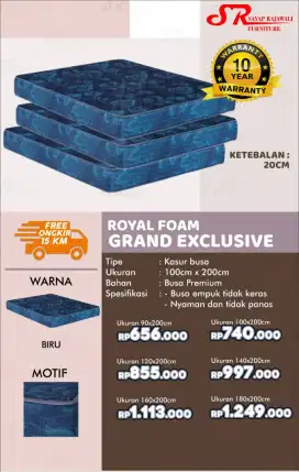 Kasur Busa Royal Grand Exclusive  All Ukuran Murah Area Jogja (dwi)