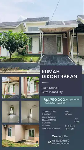 Dikontrakan 1 Unit Rumah (2 KT dan 1 KM) di Citra Indah City