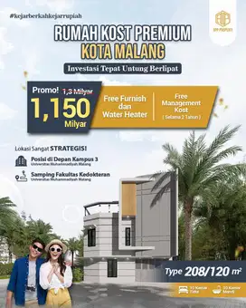 RUMAH KOS EKSLUSIVE 10 KAMAR DEPAN KAMPUS UMM KOTA MALANG