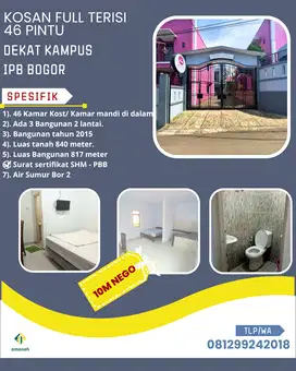 Kos-Kosan Mewah 46 Pintu Full Terisi Dekat Kampus IPB Dramaga SHM