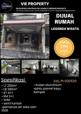 Jual Rumah Cantik Siap Huni Cluster Favorite. Legenda Wisata Cibubur.