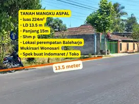 Tanah Murah Tengah Kota Wonosari Siap Buat Alfamart