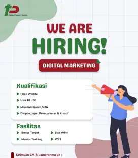 DIBUKA LOWONGAN KERJA DIGITAL MARKETING