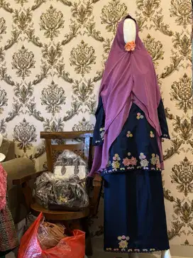 Baju kurung bordir bonus jilbab