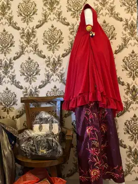 Gamis full bordir bonus jilbab