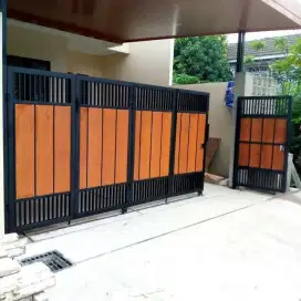 Pagar gerbang minimalis kombinasi woodplank bergaransi