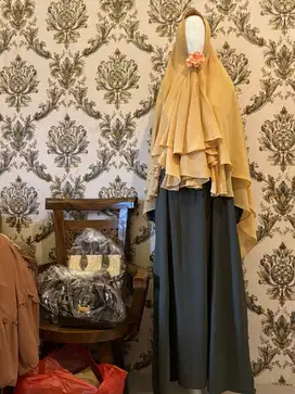 Gamis wrinkle bonus jilbab syar'i 2layers