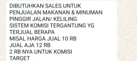 DIBUTUHKAN PENJUAL MAKANAN MINUMAN KELILING