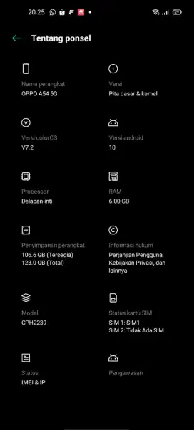 HP OPPO A54 RAM 6GB