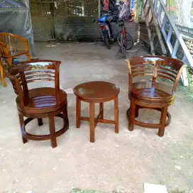Kursi teras putar kayu jati free ongkir