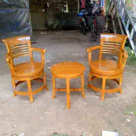 Kursi teras putar kayu jati free ongkir