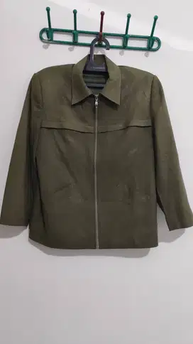 jas kemeja jaket pria full furing warna hijau army size L
