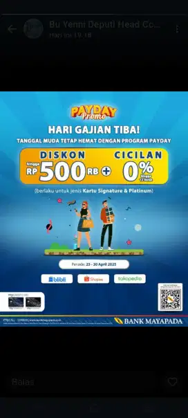 Dibutuhkan sales kartu kredit dan sub Agent