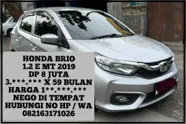 HONDA BRIO 1.2 E MT 2019 DP 8 JUTA