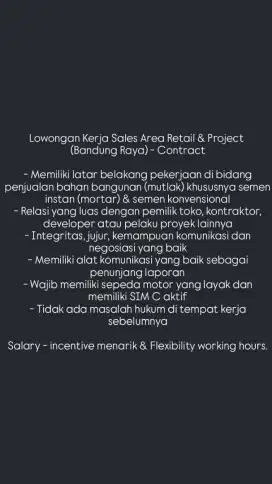 Sales & Supervisor Sales Bahan Bangunan