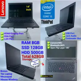 Laptop Core i5 RAM 8GB SSD 128GB HDD 500GB Thinkpad Lenovo