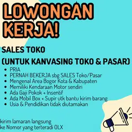 Sales Kanvasing / TO untuk Pasar&Toko