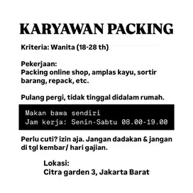 Karyawanti packing CITRA 3, JAKARTA BARAT
